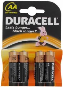 4 Duracell batteries : AA / LR6