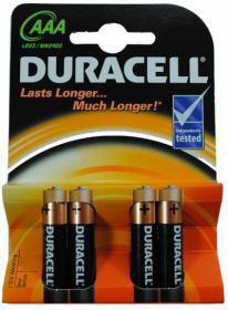 4 Piles Duracell : AAA / LR03