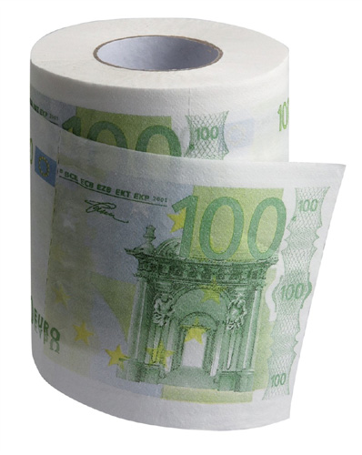 Souvenir toilet paper in the form of 100 euro banknotes - a cool