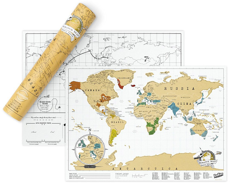 Carte du Monde à Gratter Scratch Map Voyage Voyageur Carte ...
