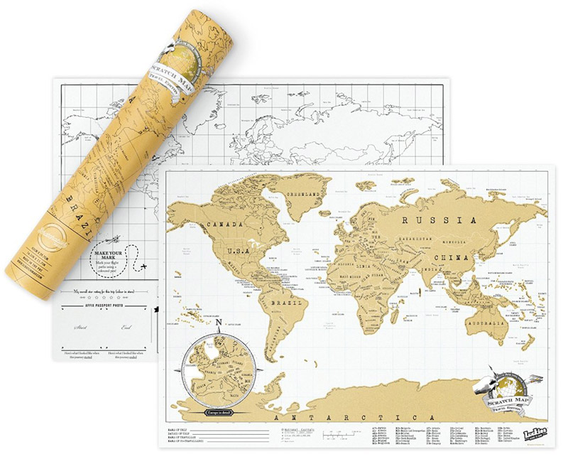 Carte du monde à gratter, mappemonde à gratter