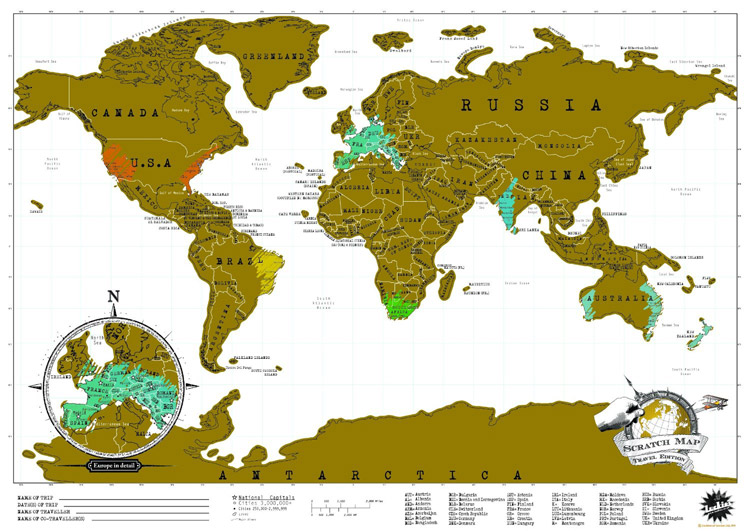 Carte du monde à gratter 