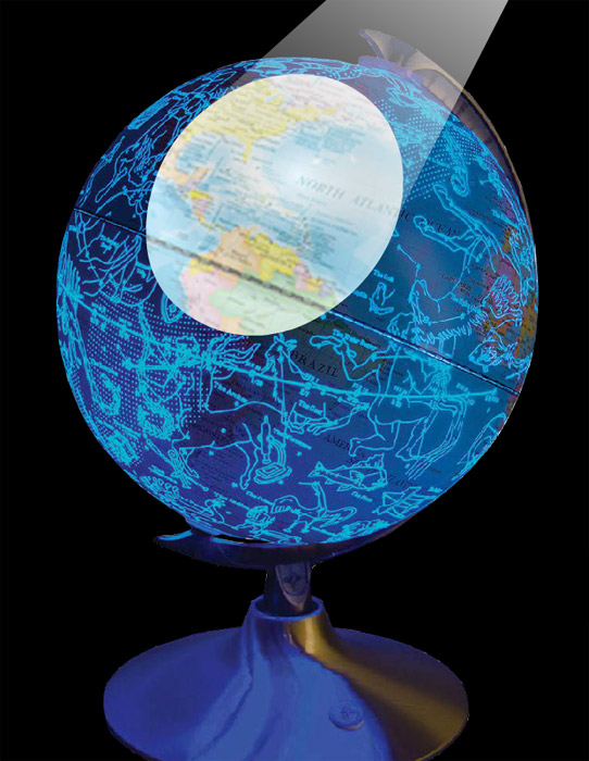 Globe Lumineux Terrestre Et Ciel Etoiles
