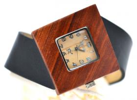 Montre Square (bois & cuir)