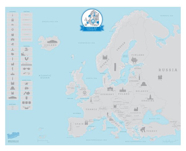 Carte d'Europe à gratter, Science & nature