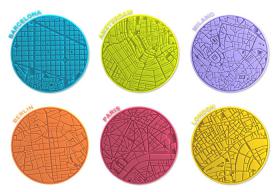 City Maps Coasters (x6)