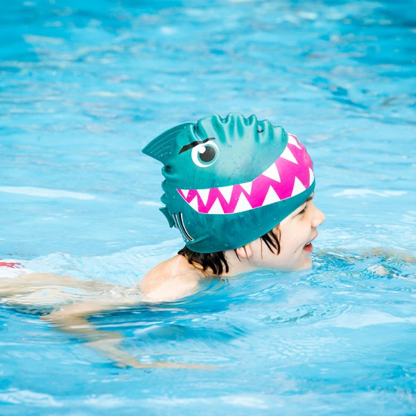 Bonnet Bain Enfants（Motif crocodile bleu） - Bonnet Piscine